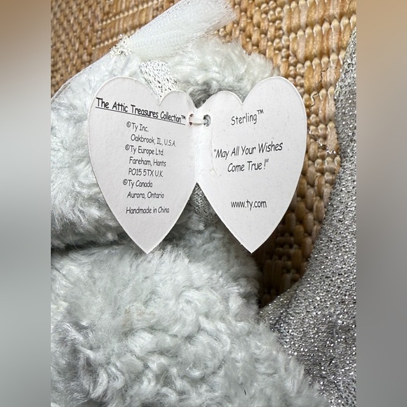 Vintage Ty The Attic Treasure Collection Sterling the Bear,Silver Bear w/ Wings - Picture 8 of 9